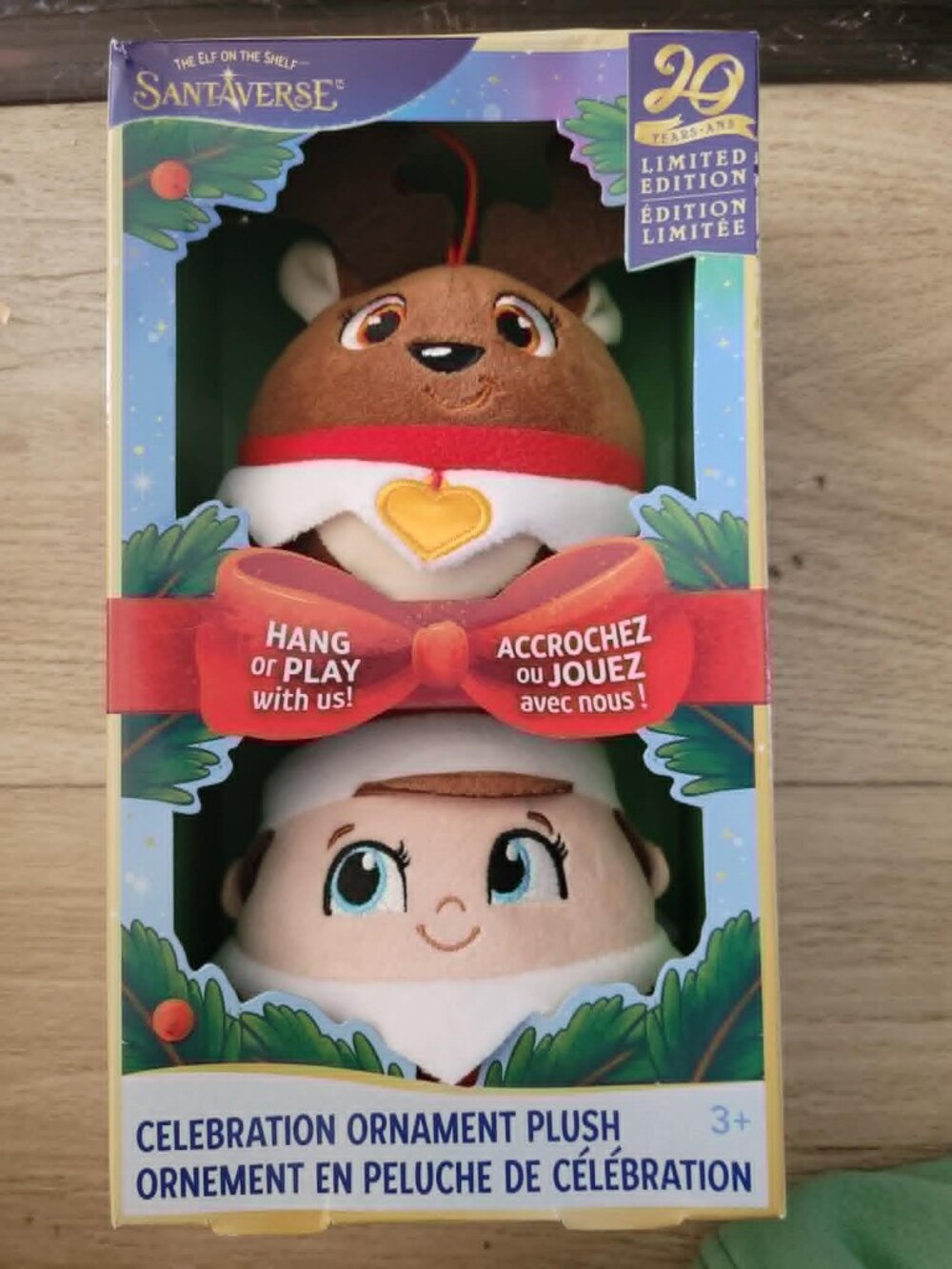 new 2-PACK santaverse ELF ON THE SHELF CELEBRATION ORNAMENT PLUSH reindeer & elf